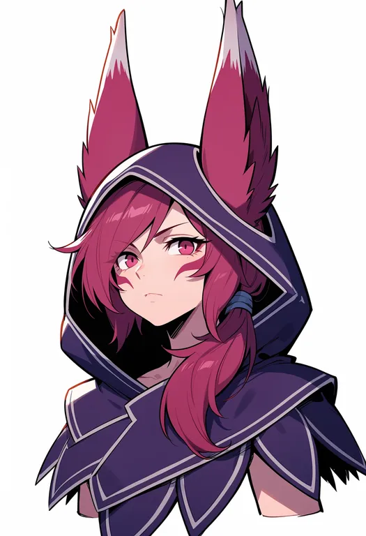masterpiece, best quality, score_7, safe, xayah, solo, upper body, simple background — by k3scat, made with ComfyUI