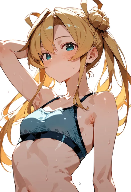 masterpiece, best quality, score_7, safe, abukuma (kancolle), solo, upper body, simple background — by k3scat, made with ComfyUI