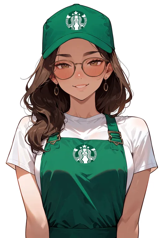 masterpiece, best quality, score_7, safe, starbucks siren, solo, upper body, simple background — by k3scat, made with ComfyUI
