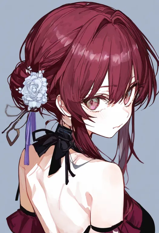 masterpiece, best quality, general, backless dress, 1girl, solo, simple background — by k3scat, made with ComfyUI