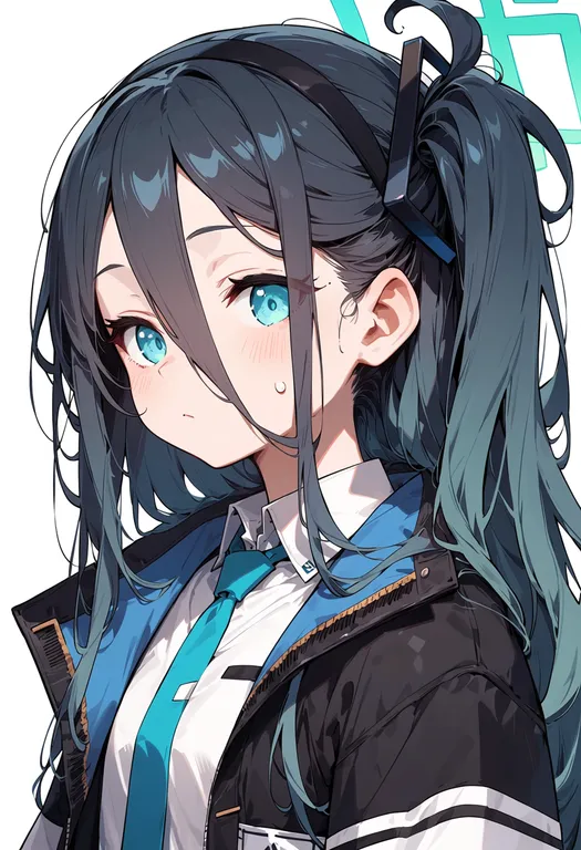 masterpiece, best quality, score_7, safe, aris (armed) (blue archive), blue archive, solo, upper body, simple background — by k3scat, made with ComfyUI