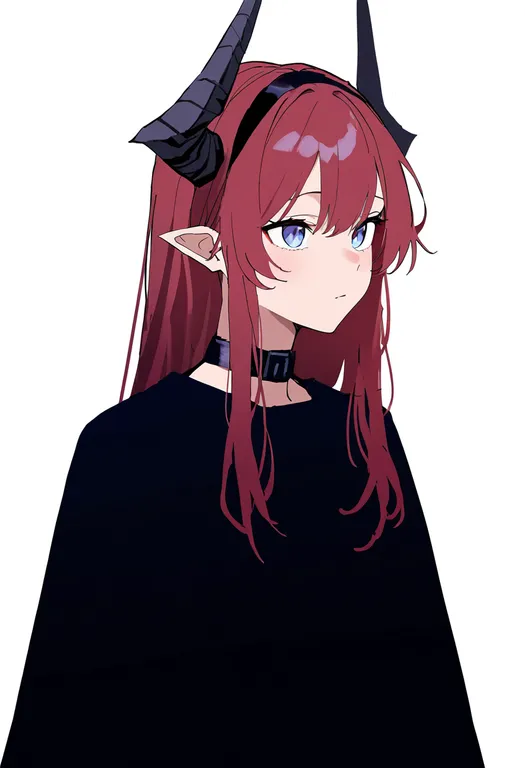 masterpiece, best quality, newest, absurdres, highres, safe, horn_hairband, 1girl, solo, simple_background — by k3scat, made with ComfyUI