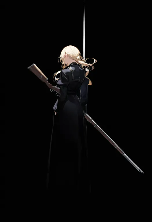 masterpiece, best quality, newest, absurdres, highres, safe, musket, 1girl, solo, simple_background — by k3scat, made with ComfyUI