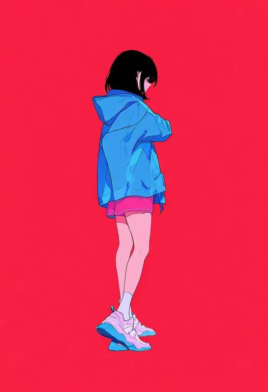 masterpiece, best quality, newest, absurdres, highres, safe, pink_shorts, 1girl, solo, simple_background — by k3scat, made with ComfyUI