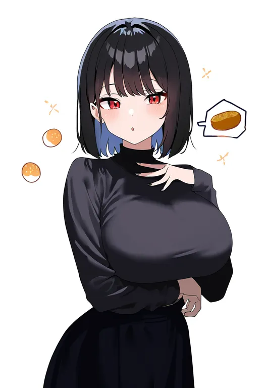 masterpiece, best quality, newest, absurdres, highres, safe, spoken_food, 1girl, solo, simple_background — by k3scat, made with ComfyUI