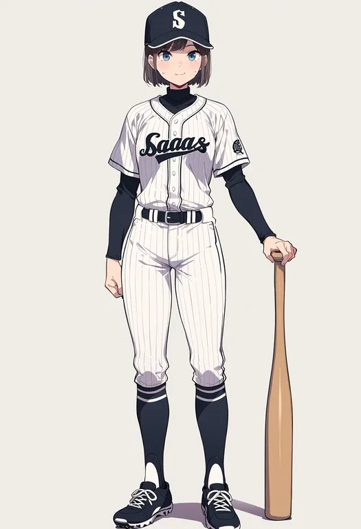 masterpiece, best quality, score_7, safe, 2023 world baseball classic, solo, full body, simple background — by k3scat, made with ComfyUI