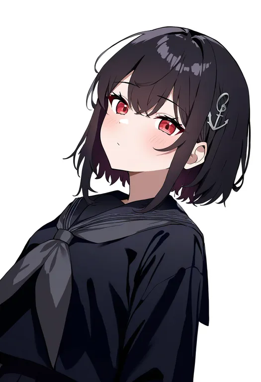 masterpiece, best quality, newest, absurdres, highres, safe, anchor_ornament, 1girl, solo, simple_background — by k3scat, made with ComfyUI