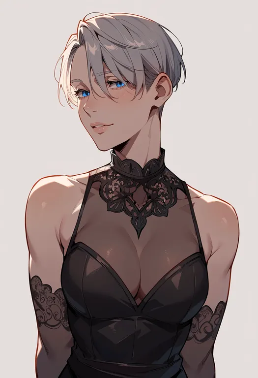 masterpiece, best quality, score_7, safe, viktor nikiforov, solo, upper body, simple background — by k3scat, made with ComfyUI