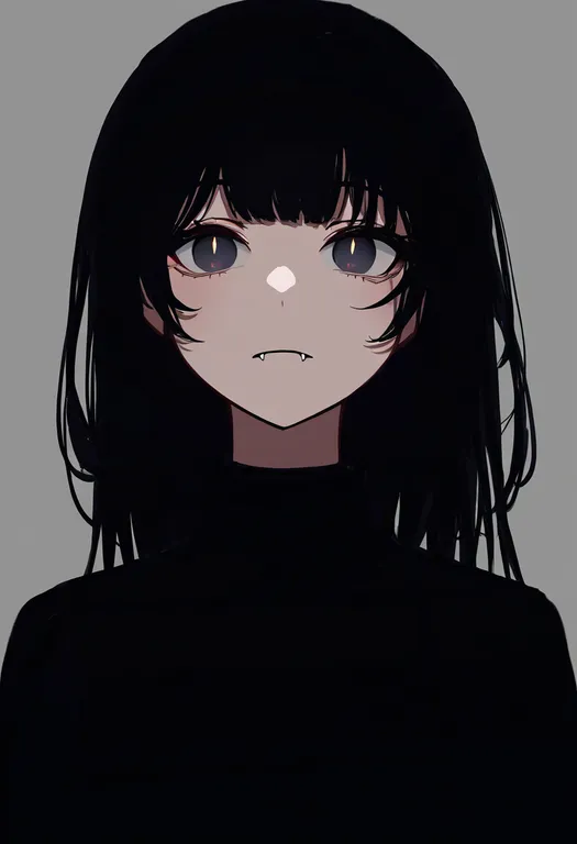 masterpiece, best quality, newest, absurdres, highres, safe, skin_fangs, 1girl, solo, simple_background — by k3scat, made with ComfyUI