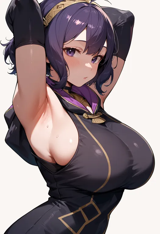 masterpiece, best quality, score_7, safe, female morgan (fire emblem), fire emblem, solo, upper body, simple background — by k3scat, made with ComfyUI