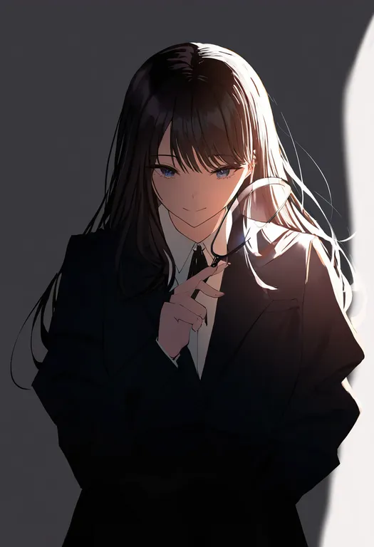 masterpiece, best quality, newest, absurdres, highres, safe, magnifying_glass, 1girl, solo, simple_background — by k3scat, made with ComfyUI