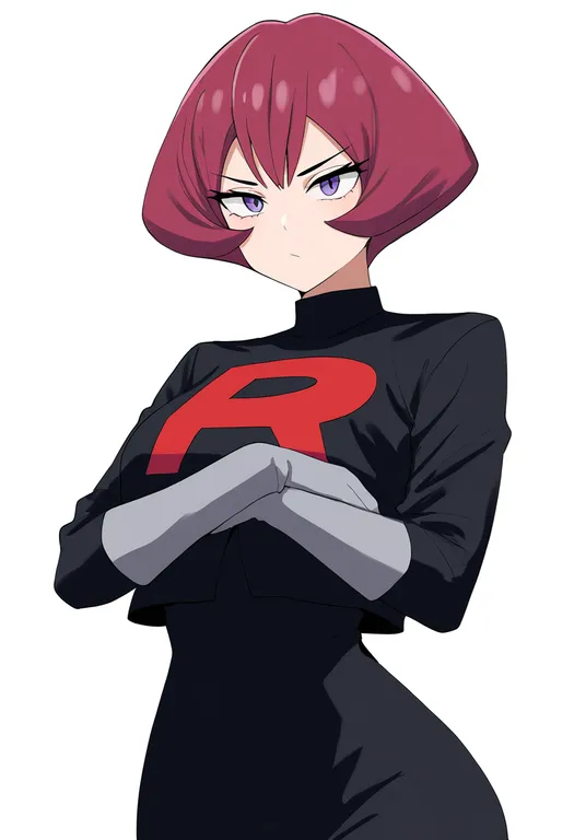 masterpiece, best quality, newest, absurdres, highres, safe, team_rocket_uniform, 1girl, solo, simple_background — by k3scat, made with ComfyUI