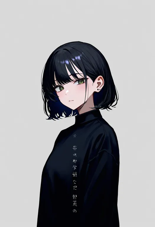 masterpiece, best quality, newest, absurdres, highres, safe, single_ear_cover, 1girl, solo, simple_background — by k3scat, made with ComfyUI