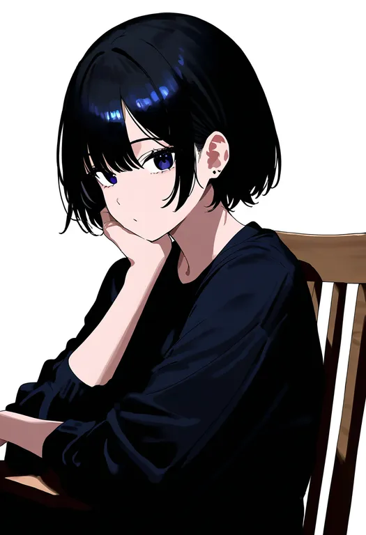 masterpiece, best quality, newest, absurdres, highres, safe, wooden_chair, 1girl, solo, simple_background — by k3scat, made with ComfyUI