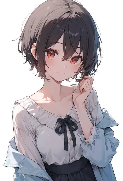 masterpiece, best quality, score_7, safe, yoshida yuuko, solo, upper body, simple background — by k3scat, made with ComfyUI