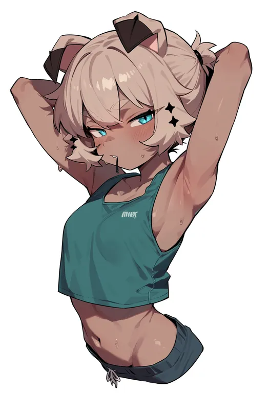 masterpiece, best quality, score_7, safe, rockruff, solo, upper body, simple background — by k3scat, made with ComfyUI