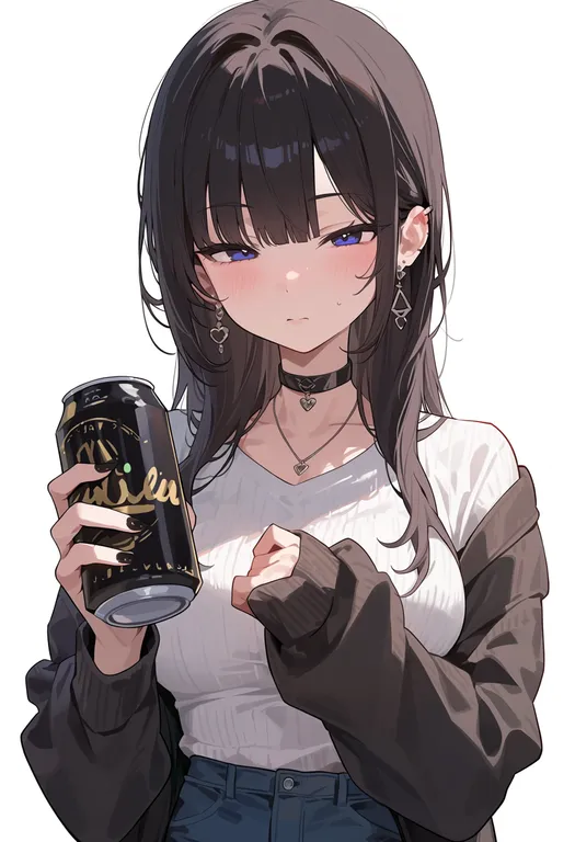 masterpiece, best quality, score_7, safe, can, 1girl, solo, upper body, simple background — by k3scat, made with ComfyUI