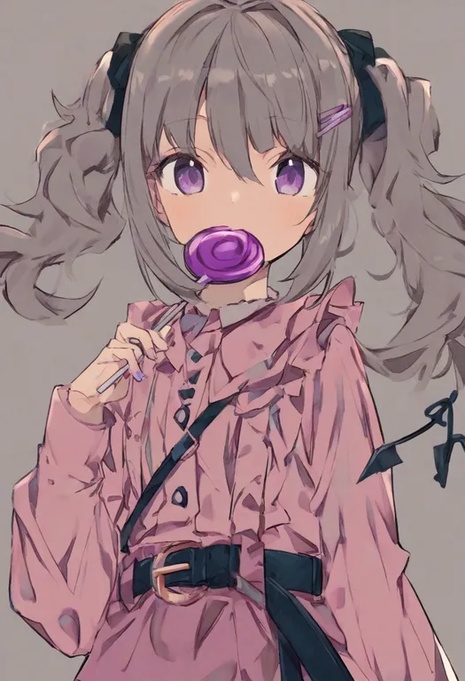 masterpiece, best quality, general, lollipop in mouth, 1girl, solo, simple background — by k3scat, made with ComfyUI