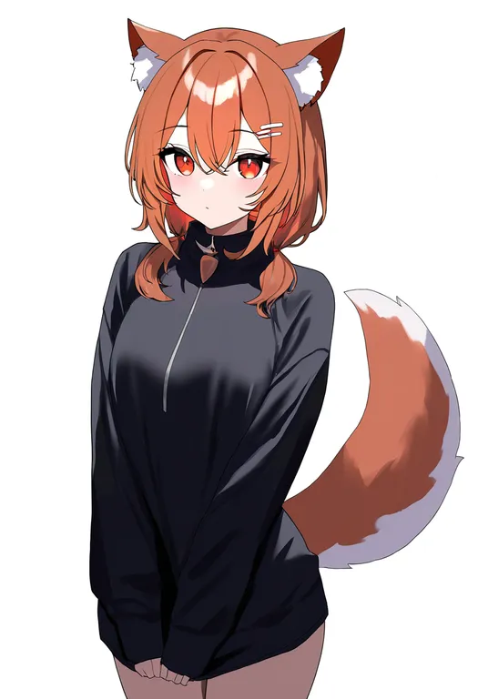 masterpiece, best quality, newest, absurdres, highres, safe, multicolored_tail, 1girl, solo, simple_background — by k3scat, made with ComfyUI
