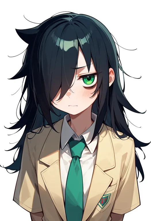 masterpiece, best quality, score_7, safe, kuroki tomoko, solo, upper body, simple background — by k3scat, made with ComfyUI