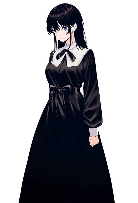 masterpiece, best quality, newest, absurdres, highres, safe, waist_bow, 1girl, solo, simple_background — by k3scat, made with ComfyUI