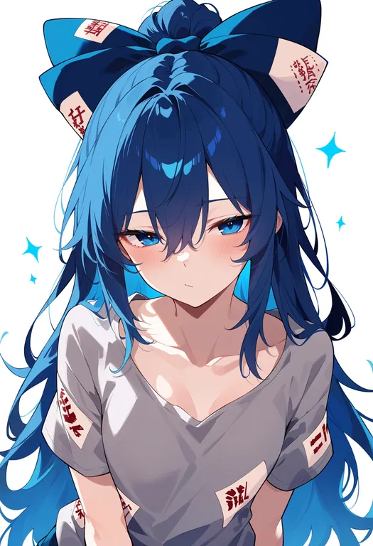 masterpiece, best quality, score_7, safe, yorigami shion, solo, upper body, simple background — by k3scat, made with ComfyUI