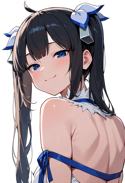 masterpiece, best quality, score_7, safe, hestia (danmachi), solo, upper body, simple background — by k3scat, made with ComfyUI