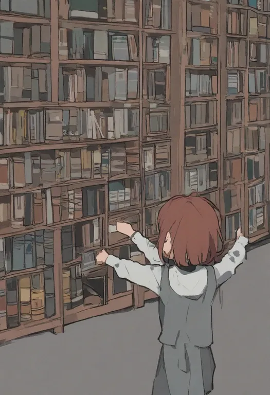 masterpiece, best quality, general, bookshelf, 1girl, solo, simple background — by k3scat, made with ComfyUI