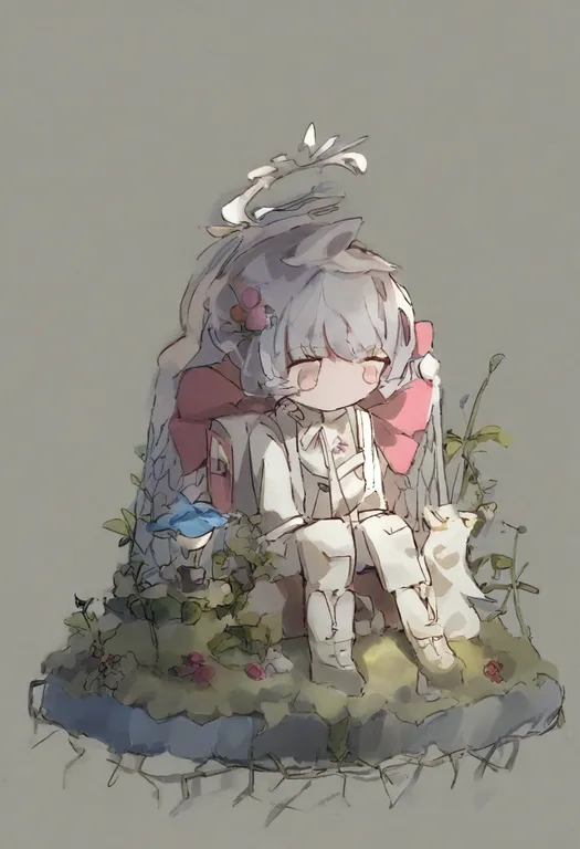 masterpiece, best quality, general, planted, 1girl, solo, simple background — by k3scat, made with ComfyUI