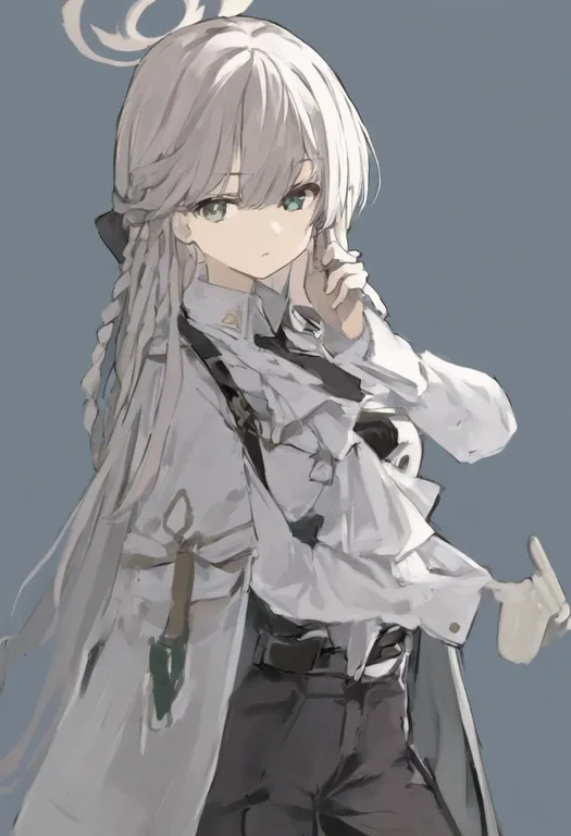masterpiece, best quality, general, dress pants, 1girl, solo, simple background — by k3scat, made with ComfyUI