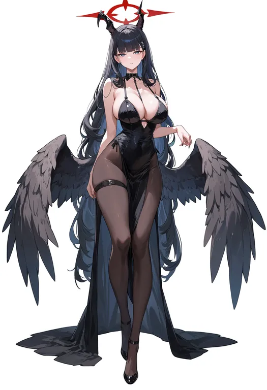 masterpiece, best quality, score_7, safe, low wings, 1girl, solo, full body, simple background — by k3scat, made with ComfyUI