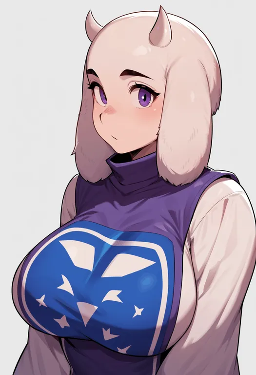 masterpiece, best quality, score_7, safe, toriel, solo, upper body, simple background — by k3scat, made with ComfyUI