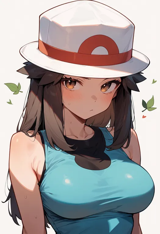 masterpiece, best quality, score_7, safe, leaf (pokemon), pokemon, solo, upper body, simple background — by k3scat, made with ComfyUI
