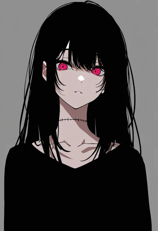 masterpiece, best quality, newest, absurdres, highres, safe, stitched_neck, 1girl, solo, simple_background — by k3scat, made with ComfyUI
