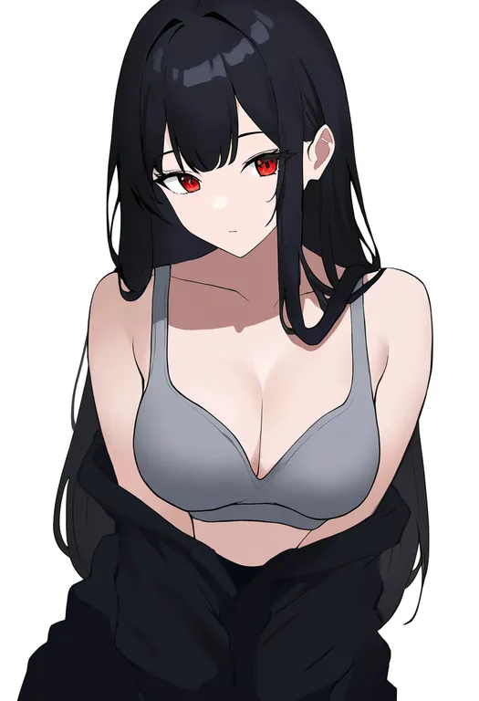 masterpiece, best quality, newest, absurdres, highres, safe, grey_bra, 1girl, solo, simple_background — by k3scat, made with ComfyUI