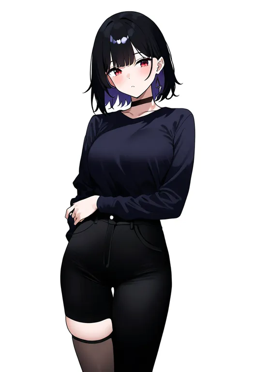 masterpiece, best quality, newest, absurdres, highres, safe, asymmetrical_pants, 1girl, solo, simple_background — by k3scat, made with ComfyUI
