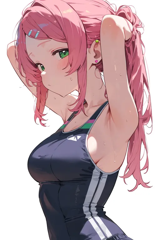 masterpiece, best quality, score_7, safe, momone momo, solo, upper body, simple background — by k3scat, made with ComfyUI