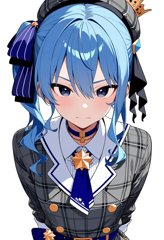 masterpiece, best quality, score_7, safe, hoshimachi suisei, hololive, solo, upper body, simple background — by k3scat, made with ComfyUI