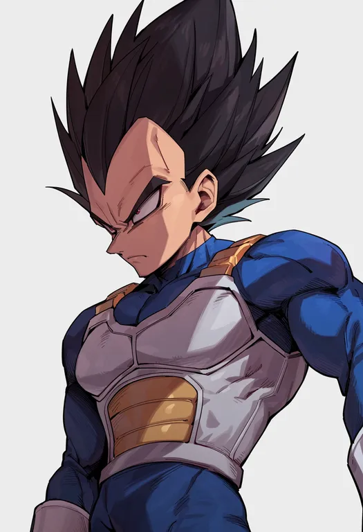 masterpiece, best quality, score_7, safe, vegeta, solo, upper body, simple background — by k3scat, made with ComfyUI
