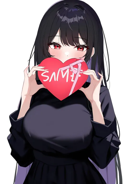 masterpiece, best quality, newest, absurdres, highres, safe, holding_heart, 1girl, solo, simple_background — by k3scat, made with ComfyUI