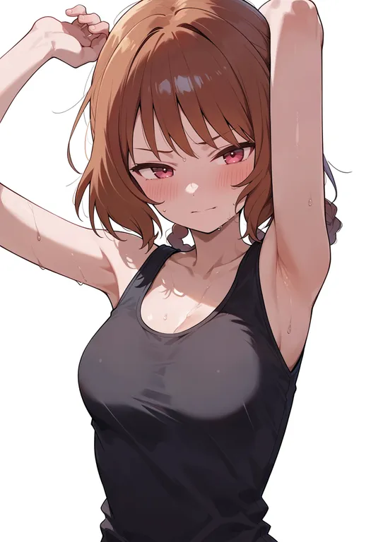 masterpiece, best quality, score_7, safe, hanamichi ran, solo, upper body, simple background — by k3scat, made with ComfyUI