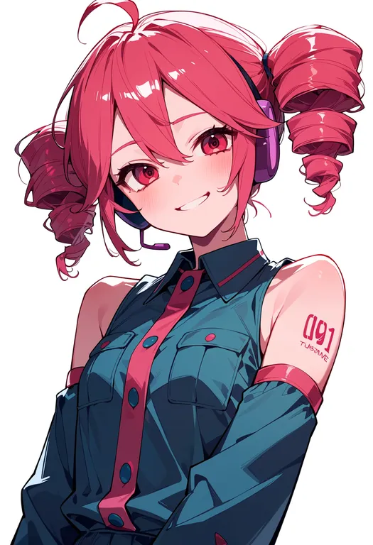 masterpiece, best quality, score_7, safe, kasane teto (utau), utau, solo, upper body, simple background — by k3scat, made with ComfyUI