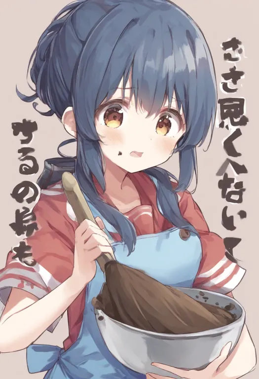 masterpiece, best quality, general, mixing bowl, 1girl, solo, simple background — by k3scat, made with ComfyUI