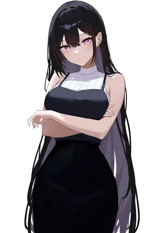 masterpiece, best quality, newest, absurdres, highres, safe, arm_under_breasts, 1girl, solo, simple_background — by k3scat, made with ComfyUI