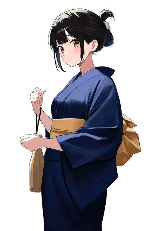masterpiece, best quality, newest, absurdres, highres, safe, kinchaku, 1girl, solo, simple_background — by k3scat, made with ComfyUI