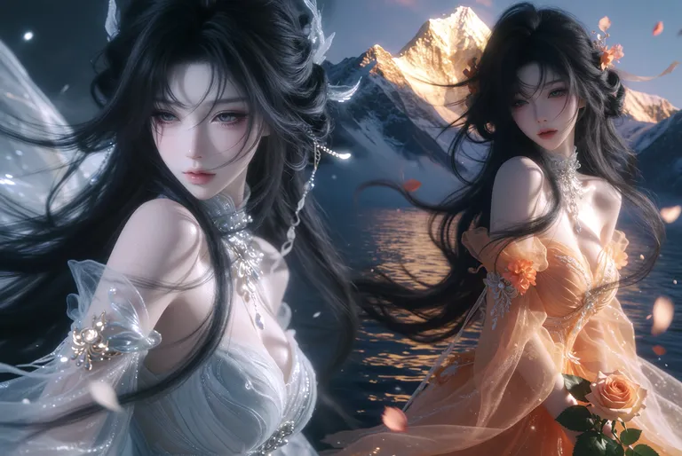 zidiusArt, --preview，wdlc48, Ani2rel, wdljql, 胶片摄影，镜头语言，淡彩，暗调，人物是一位美少女，容颜俊美，女生有着白皙冷白皮，皮肤光滑透亮。她散黑色的超长直发，发丝吹起，气质妖冶又羞涩。她穿浅色… — by 天才美少女, made with ComfyUI