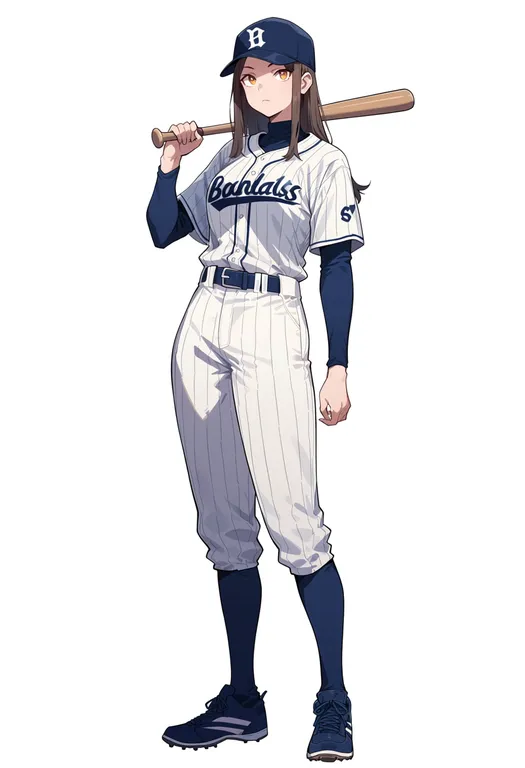 masterpiece, best quality, score_7, safe, world baseball classic, solo, full body, simple background — by k3scat, made with ComfyUI