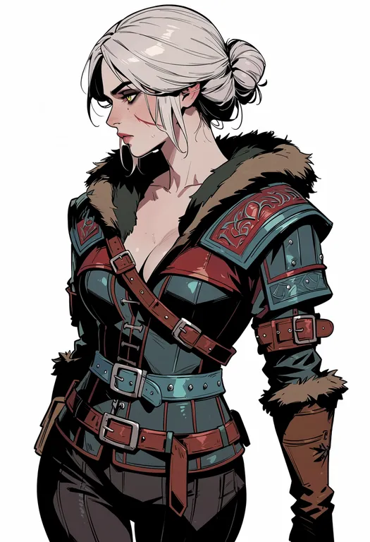 masterpiece, best quality, score_7, safe, the witcher (series), solo, simple background — by k3scat, made with ComfyUI