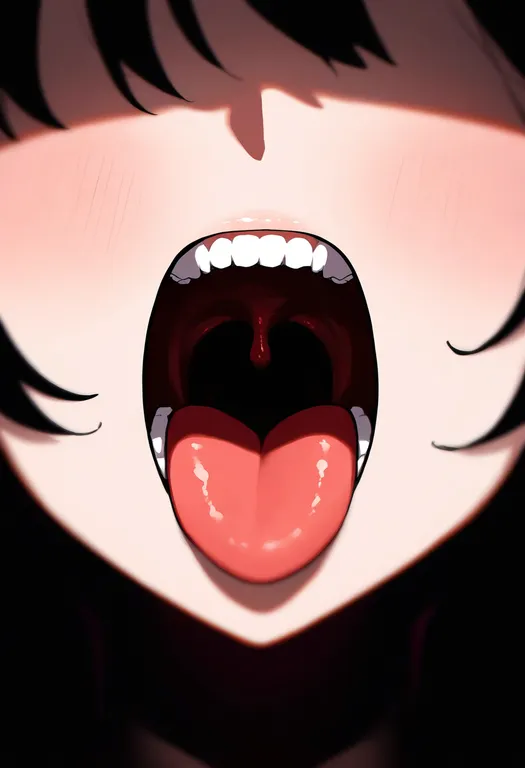 masterpiece, best quality, newest, absurdres, highres, safe, uvula, 1girl, solo, simple_background — by k3scat, made with ComfyUI