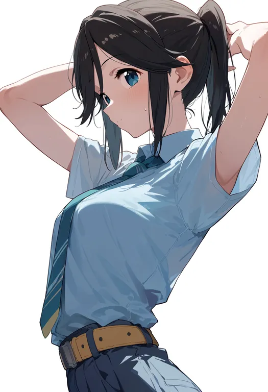 masterpiece, best quality, score_7, safe, kasaki nozomi, solo, upper body, simple background — by k3scat, made with ComfyUI